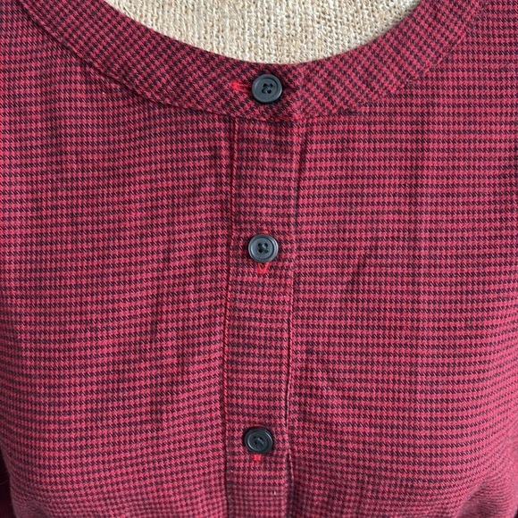 Gap Red Houndstooth Henley Dress Belted Button Up XS NEW! - Picture 6 of 10